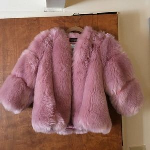 Dusty pink fur puffer jacket